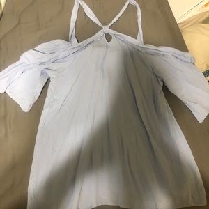 Impeccable Pig Boutique blue off shoulder top